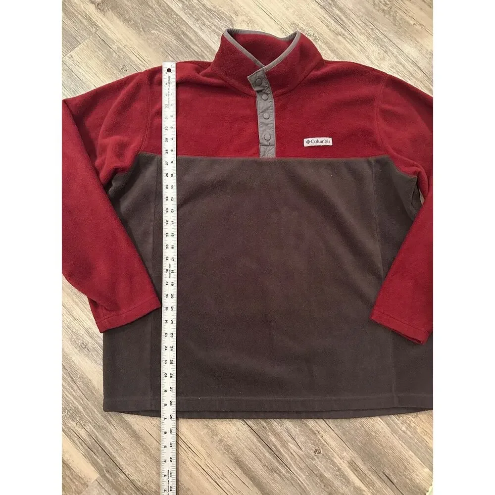 Columbia Steens Mountain 1/4 Snap Fleece Jacket Pullover Men's XXL Brown Red